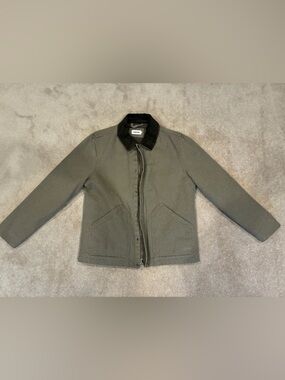 Taylor Stitch Olive Jacket with Black Corduroy Collar